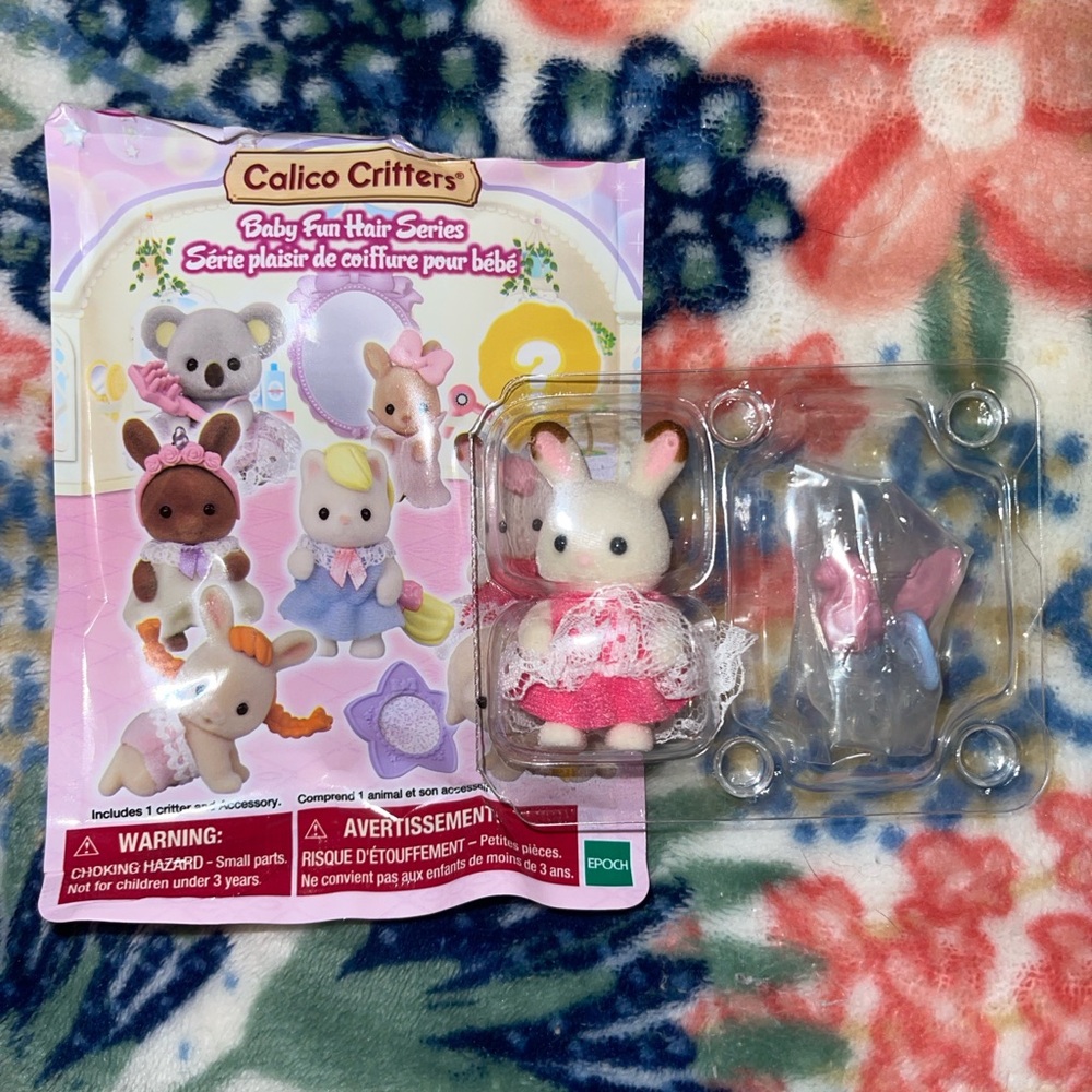 Calico Critters Baby Fun Hair Series - White and Pink - Crème